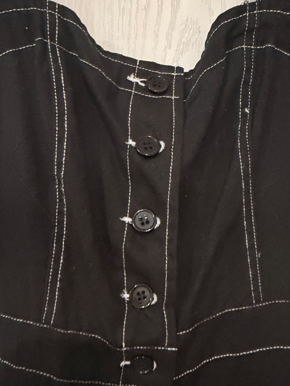 Anthropologie By Together Black Wide-Leg Button Jumpsuit with White Topstitch - Picture 3 of 6
